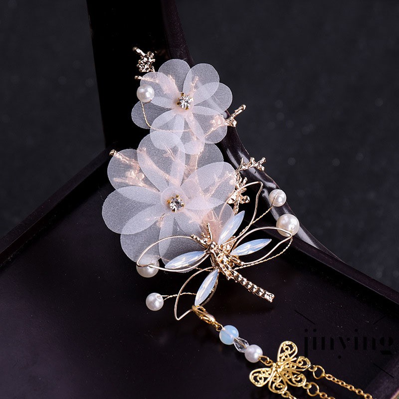 GETNOIVAS Kẹp tóc dài tua rua hình chuồn chuồn và bươm bướm đính đá cổ điển duyên dáng cho nữ