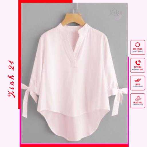 Áo sơ mi nữ, áo cổ trụ tay nơ, hàng thiết kế Free Size phong cách Hàn Quốc | BigBuy360 - bigbuy360.vn
