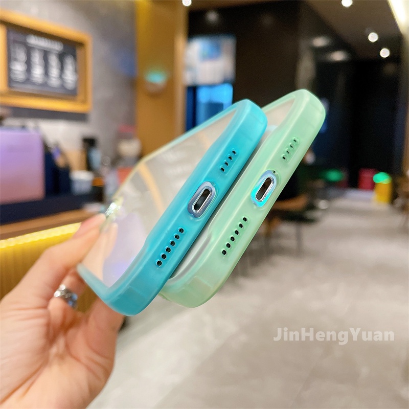 Ốp Điện Thoại Acrylic Trong Suốt Màu Gradient Có Nhẫn Đỡ Cho IPhone 14 13 12 11 Pro Max XR X XS XSMAX