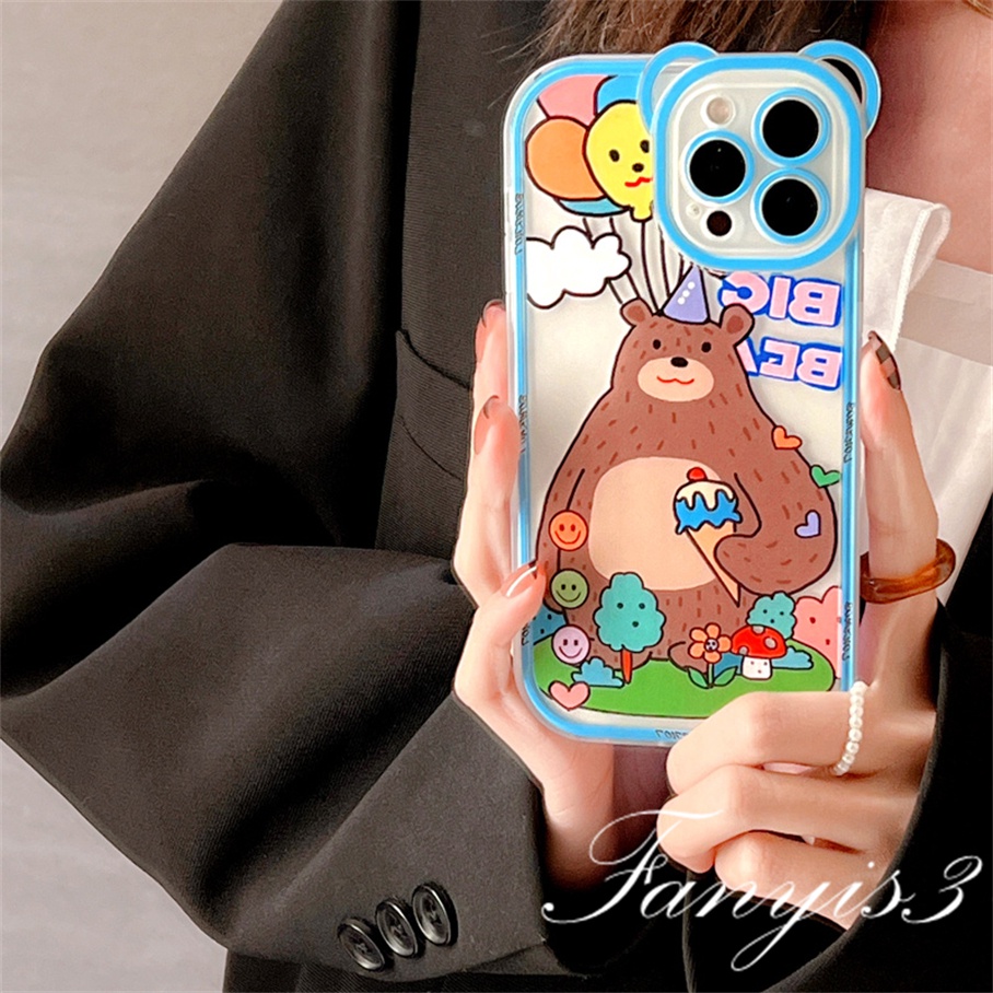 Ốp Điện Thoại Mềm Trong Suốt Họa Tiết Gấu Nâu Cho iPhone 14 13 12 11 Pro Max X XR Xs Max 8 7 6 6s Plus SE 2020