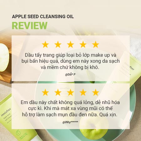 Dầu Tẩy Trang Innisfree Dưỡng Ẩm Sạch Sâu Tẩy Tế Bào Chết Sạch Bã Nhờn Apple Seed Cleansing Oil 150ml - Khongcoson