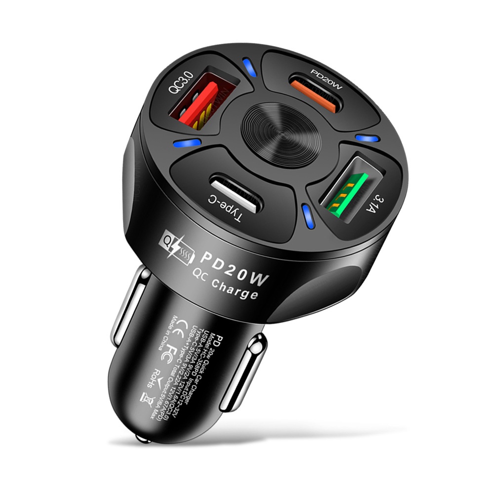 Tẩu Sạc Nhanh Qc3.0 4usb 3usb 20wpd 6 Cổng Usb Cho Xe Ô Tô