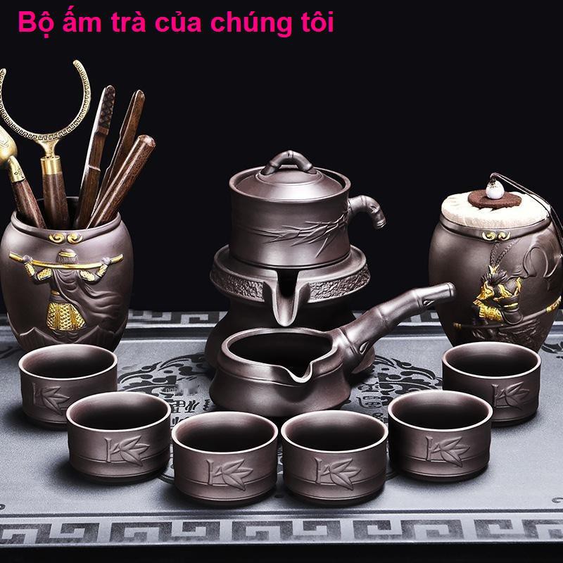 đồ ănBộ ấm trà gia đình bán tự động xoay chậu cát tím nhỏ cối xay đá Phụ kiện tách Kung Fu tạo tác phẩm