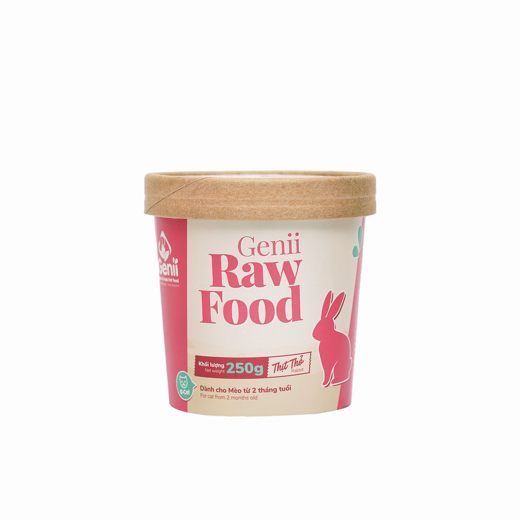 Genii Raw Food - thức ăn tươi cho mèo thịt thỏ 250g