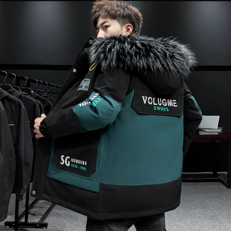 Áo phao nam hàn quốc có mũ lông họa tiết độc lạ phong cách hàn quốc trẻ trung siêu ấm