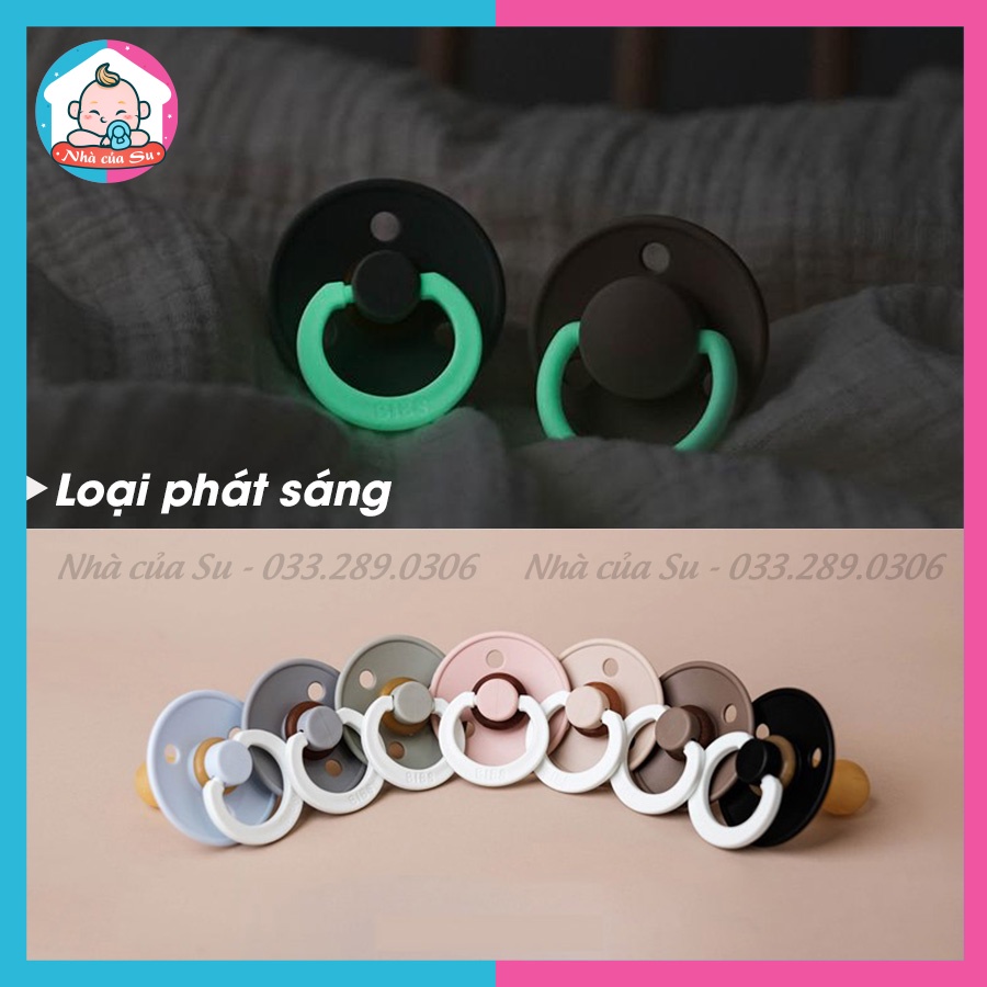 Ti giả BIBS Đan mạch cao su chính hãng tự nhiên tặng kèm hộp đựng Nhà của Su