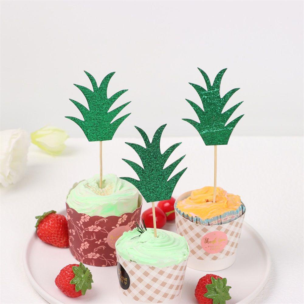 YNATURAL Set 24 Que Cắm Trang Trí Bánh Cupcake Chủ Đề Quả Dứa Nhiệt Đới