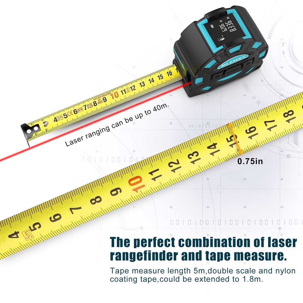 Máy Đo Khoảng Cách Bằng Laser DT11 2 Trong 1 5M/16Ft & 40m Có Màn Hình LCD