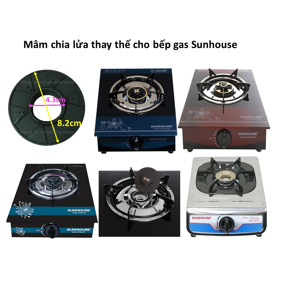 Mâm Chia Lửa  Thay Thế Cho Bếp Gas Sunhouse Đường Kính Trong 43mm, Đường Kính Ngoài 82mm