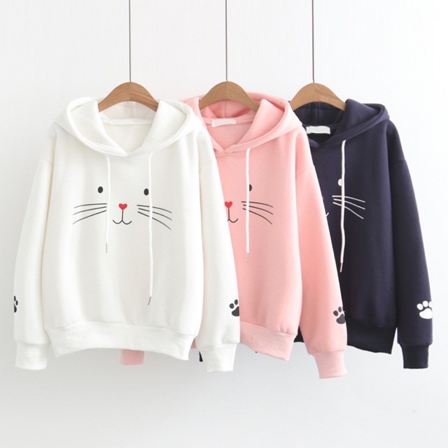 ÁO KHOÁC NỈ IN HÌNH MÈO CUTE PONGSTORE SHOP