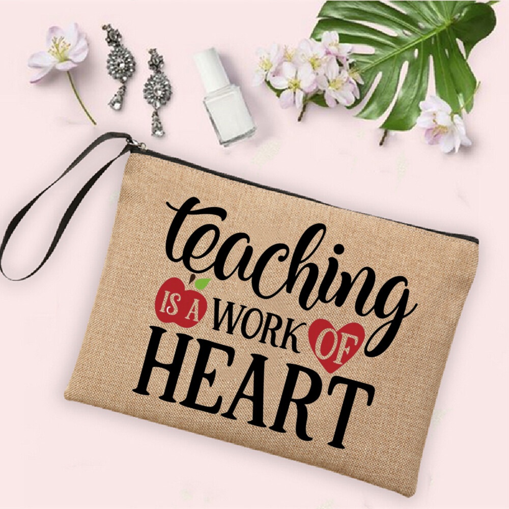 Ngày Nhà Giáo Tốt Nhất Giáo Viên Từng In Vải Lanh Túi Văn Phòng Phẩm Túi Đựng Mỹ Phẩm Du Lịch Đồ Vệ Sinh Túi Bảo Quản Cho Giáo Viên