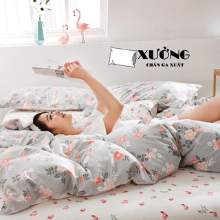 Bộ vỏ chăn ga gối cotton poly hoa nhí vintage
