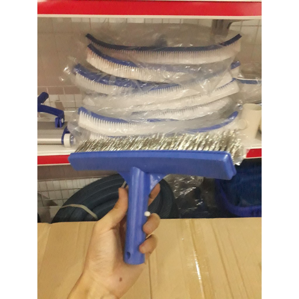 Bàn chải chà rong rêu hồ bơi sợi thép 25cm