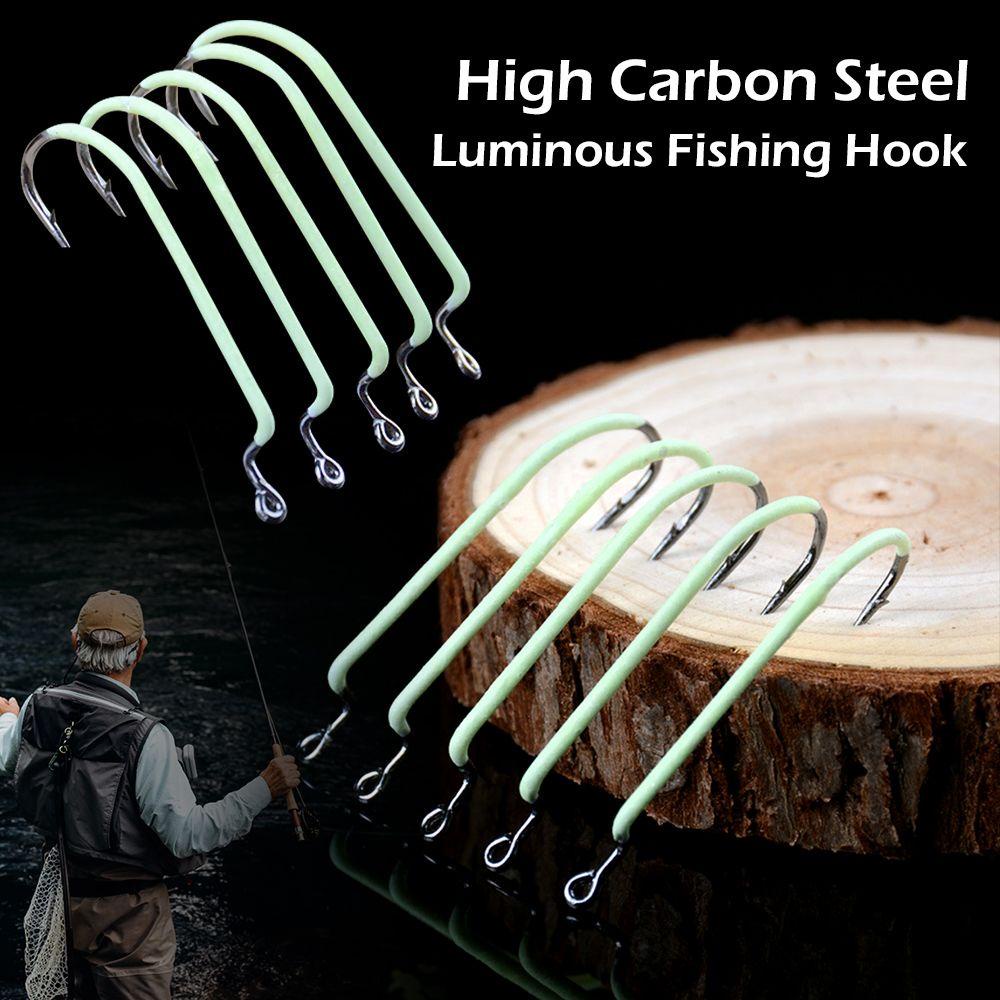 Myrongvn 10 Cái FishHook 1#-3# Móc Câu Cá Phát Sáng Bằng Thép Carbon Cao Cấp