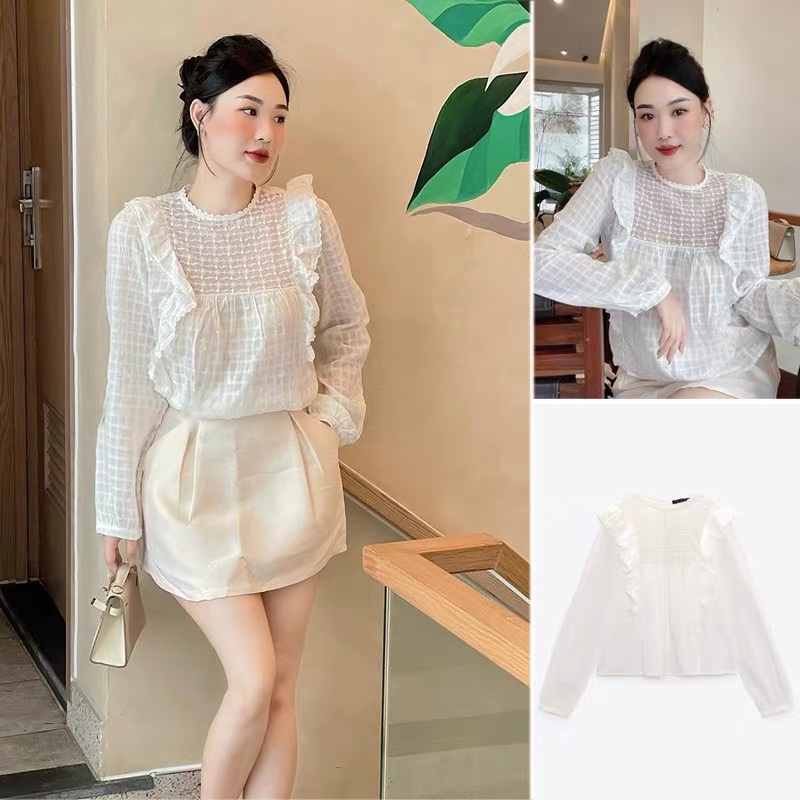 Áo sơ mi trắng thô đũi zara xuất xịn