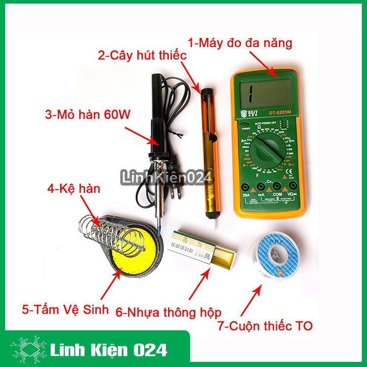 Bộ mỏ hàn chì 60w + 6 món dụng cụ kỹ thuật ( BH 03 Tháng )