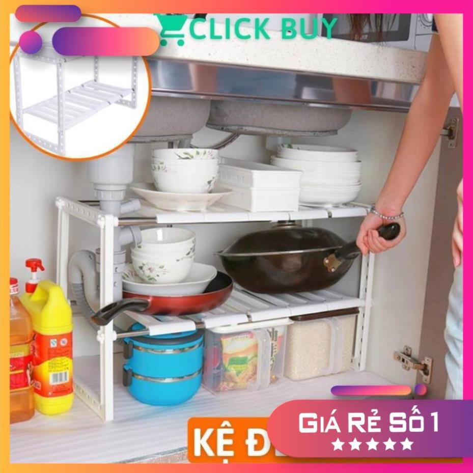 Kệ Để Xoong Nồi Gầm Bếp 2 Tầng ĐA NĂNG Gọn Gàng, Ngăn Nắp KHUNG INOX CHỊU LỰC