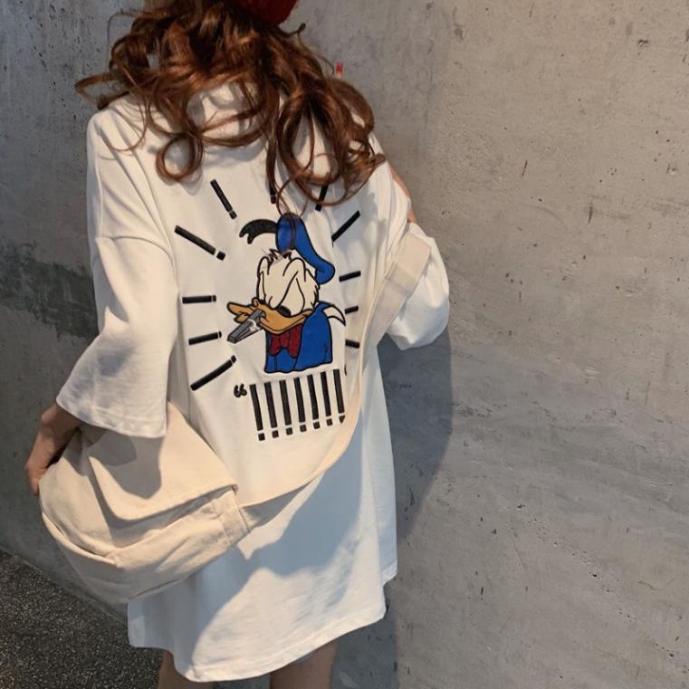 Áo thun tay lỡ con Vịt Nam Nữ , Form rộng cổ tròn Oversize Ulzzang chất liệu cotton su phong cách Hàn Quốc