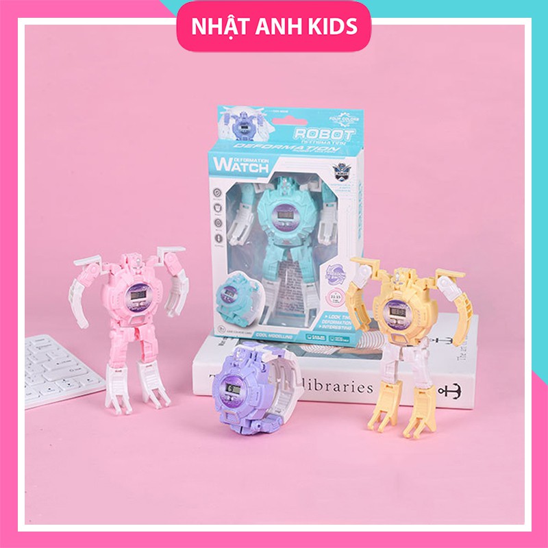 Đồng Hồ Robot, Đồng hồ điện tử có thể biến hình thành robot siêu ngầu cho bé, fullbox hộp màu