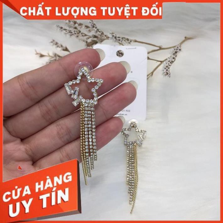 Ảnh  Thật Tự Chụp 🔅 Bông Tai Nữ Dài Hình Ngôi Sao Đính Đá, Phong Cách Sang Trọng 🔅