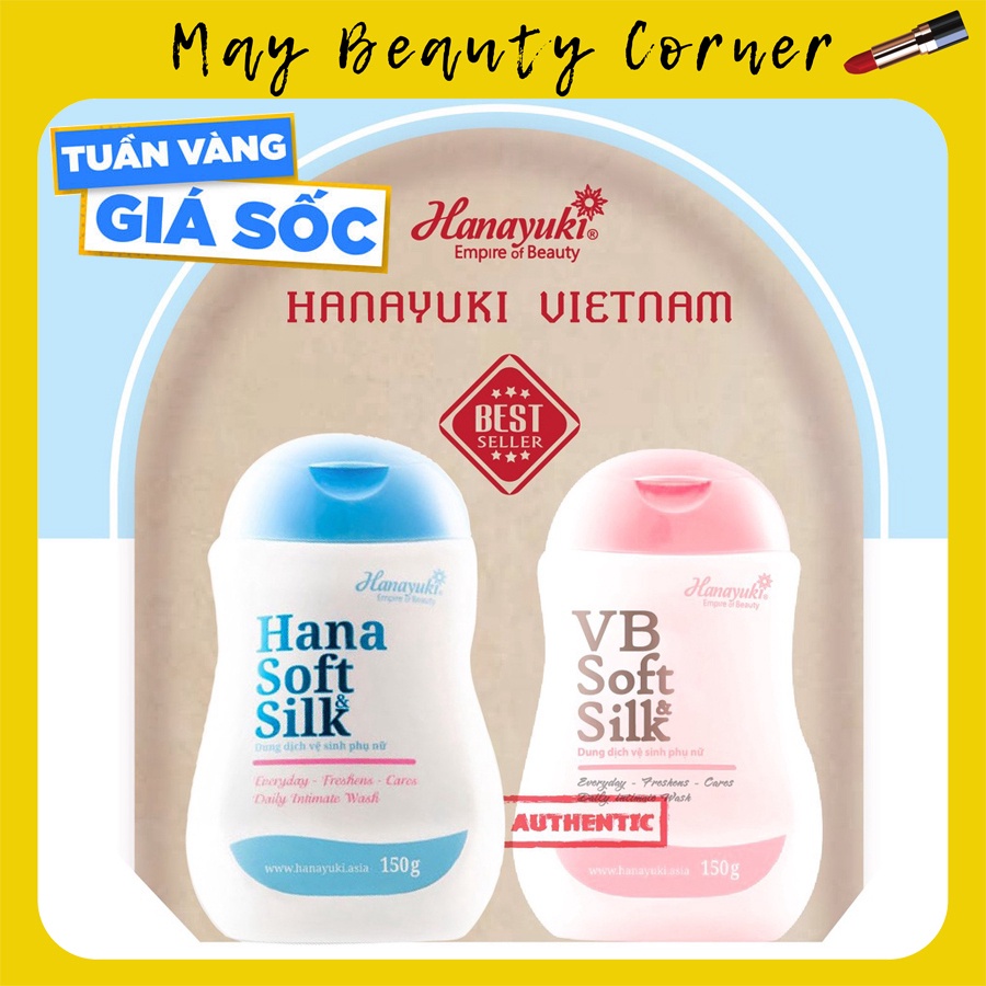 Dung dịch vệ sinh VB & Hana Soft Silk 150g chính hãng, khử mùi vùng kín, sạch khuẩn thơm mát cả ngày