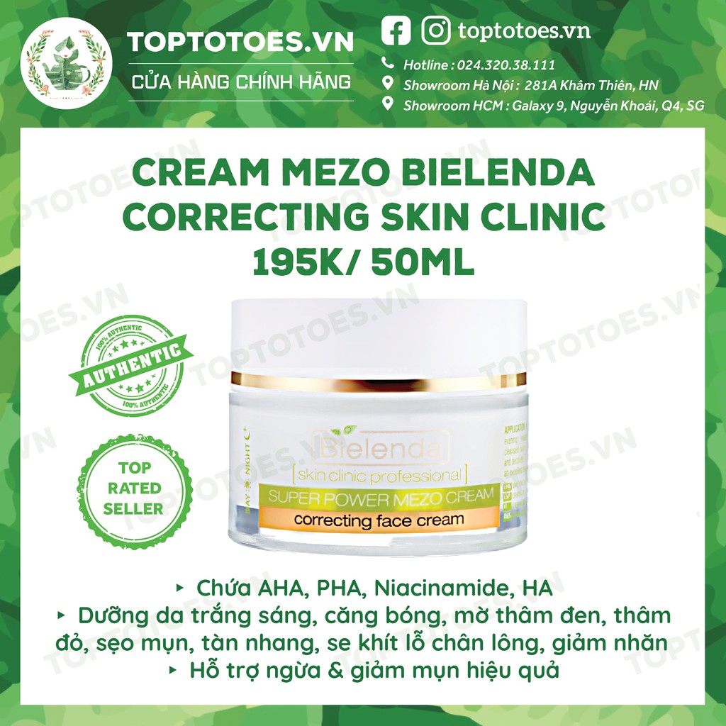 Kem dưỡng Bielenda Super Power Mezo Skin Clinic Correcting sáng da, mờ thâm/ Moisturizing dưỡng ẩm, phục hồi