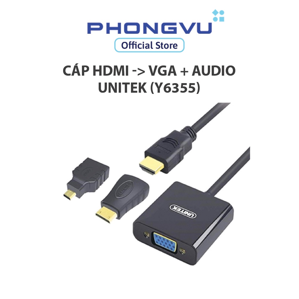 Cáp HDMI -&gt; VGA + Audio Unitek (Y6355) - Bảo hành 12 tháng