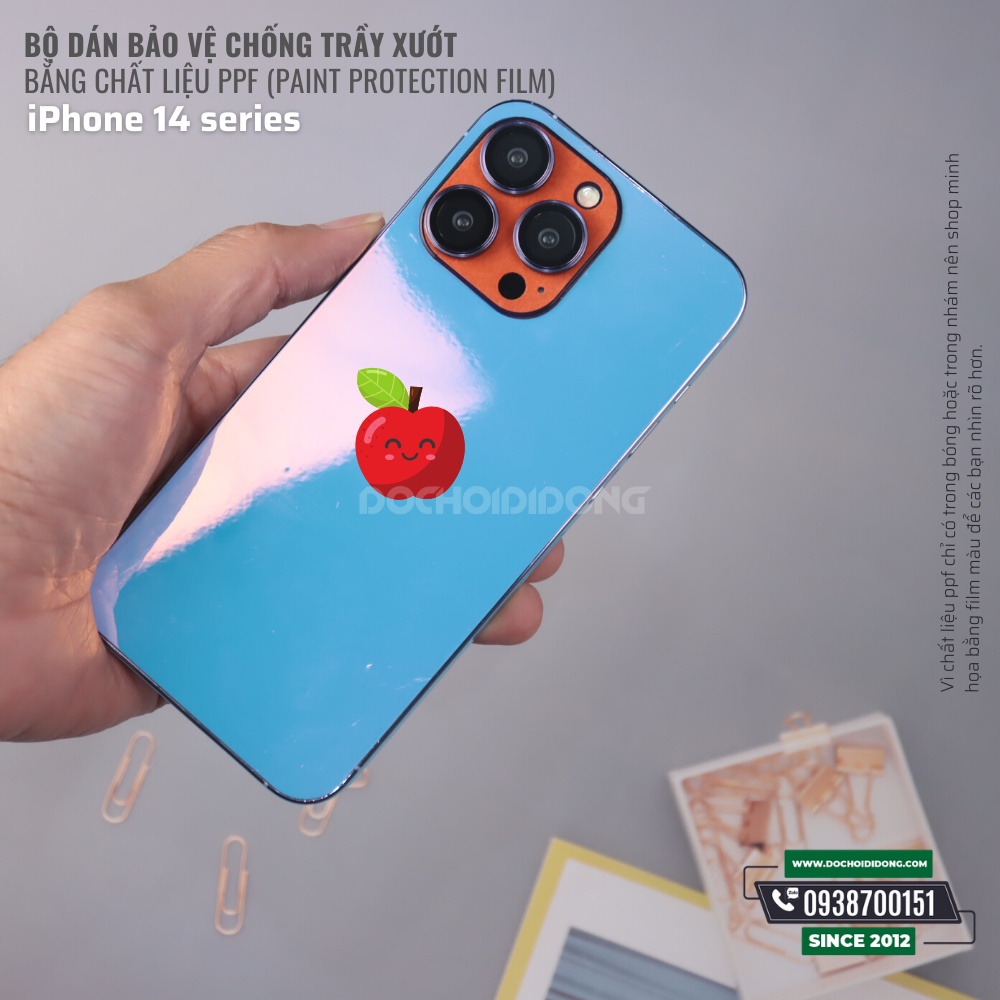 Miếng Dán Ppf Cho IPhone 14 / 14 Plus / 14 Pro / 14 Pro Max Bảo Vệ Trầy Xướt Va Chạm Nhẹ - Mặt Lưng, Màn Hình, Viền, Cam