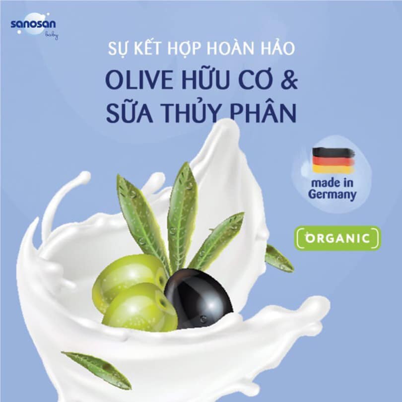 Sữa tắm gội Baby chiết xuất olive hữu cơ Sanosan