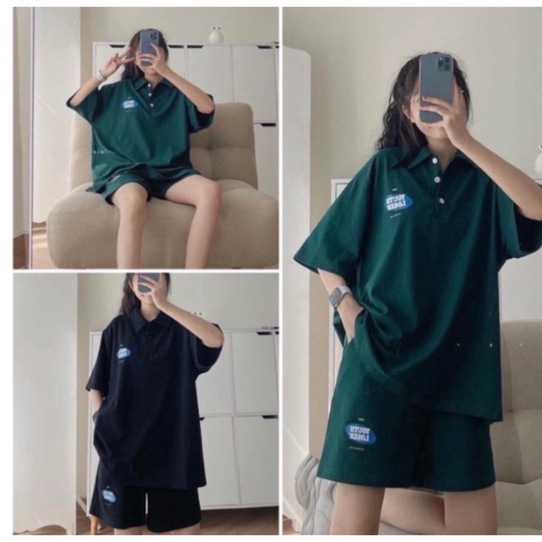 Set nữ gôm quần short và áo thun nữ polo có cổ, bộ đồ nữ trẻ trung cá tính