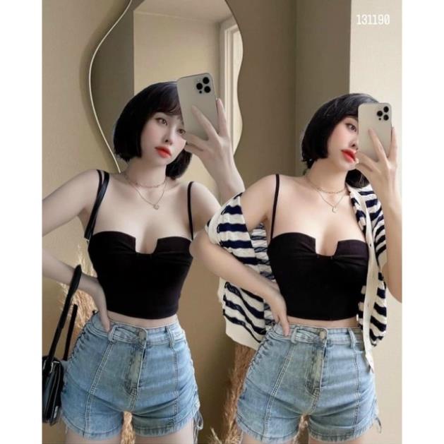Áo Croptop Hai Dây Ôm Body Khoét Ngực Cực Tôn Dáng DRACR156