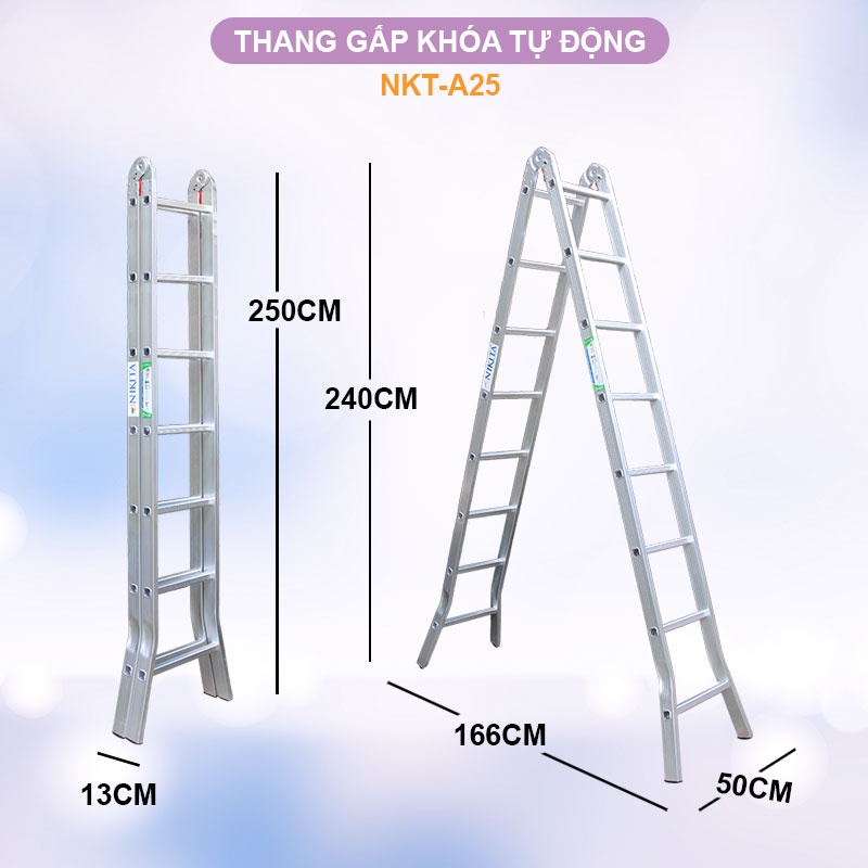 Thang nhôm khóa sập tự động NIKITA A25 ( 2.5M + 2.5M )