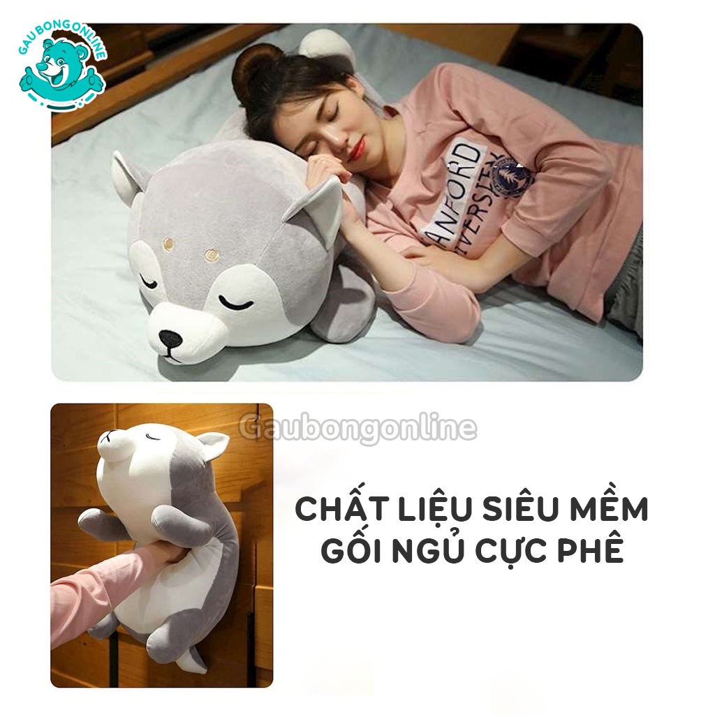 Chó Bông Shiba Nằm Ngủ | Gấu Bông Chó Shiba mềm mịn hàng cao cấp