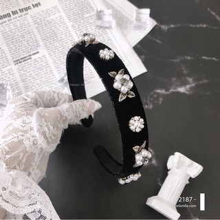 SMILE - Bờm tóc nhung gắn đá hoa - P2187