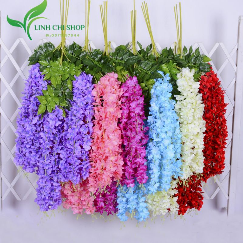 Rủ hoa tử đằng 110cm_Hoa lụa trang trí