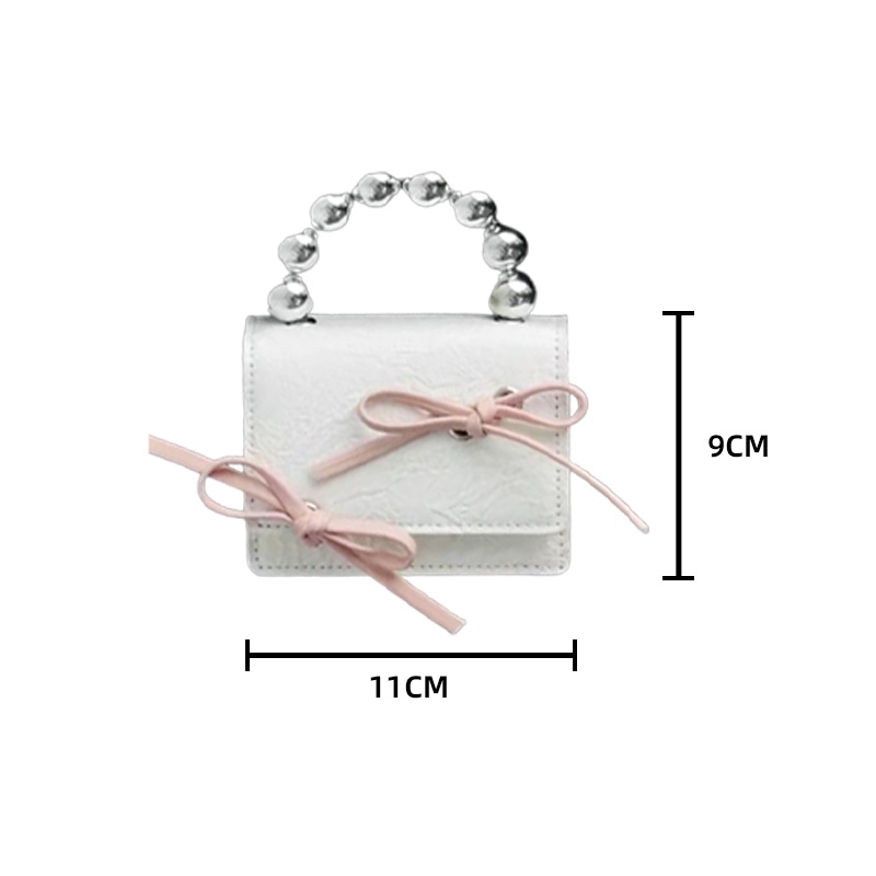Túi đeo chéo mini túi nơ dây xích tay cầm ngọc trai túi hộp vuông cô gái ngọt ngào dễ thương