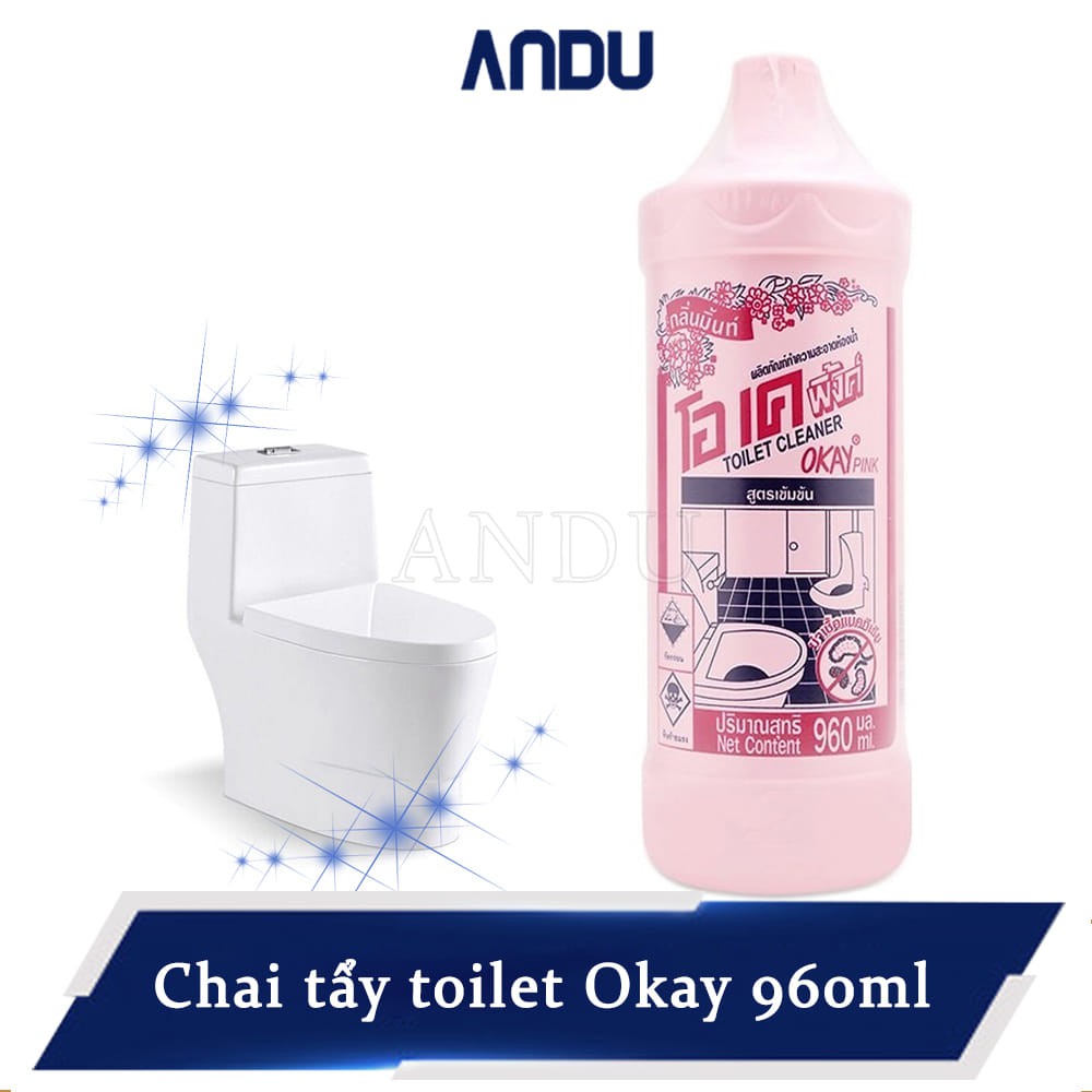 Chai tẩy toilet bồn cầu Okay, Tẩy Rửa Thái Lan 960ml đánh bay mọi vết bẩn