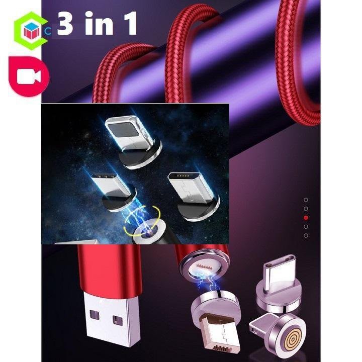 DÂY SẠC NAM CHÂM 3 ĐẦU LỰC HÚT SIÊU MẠNH DÀI 1M