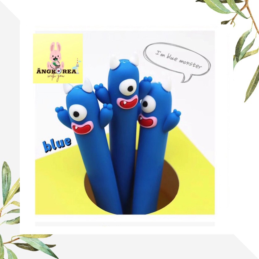 Bút Bi Nước Phong Cách Hàn Quốc Cute Monster (ramdom color - màu giao ngẫu nhiên) Vỏ 4 Màu Xanh Dương, Xanh Lá, Vàng, Đỏ