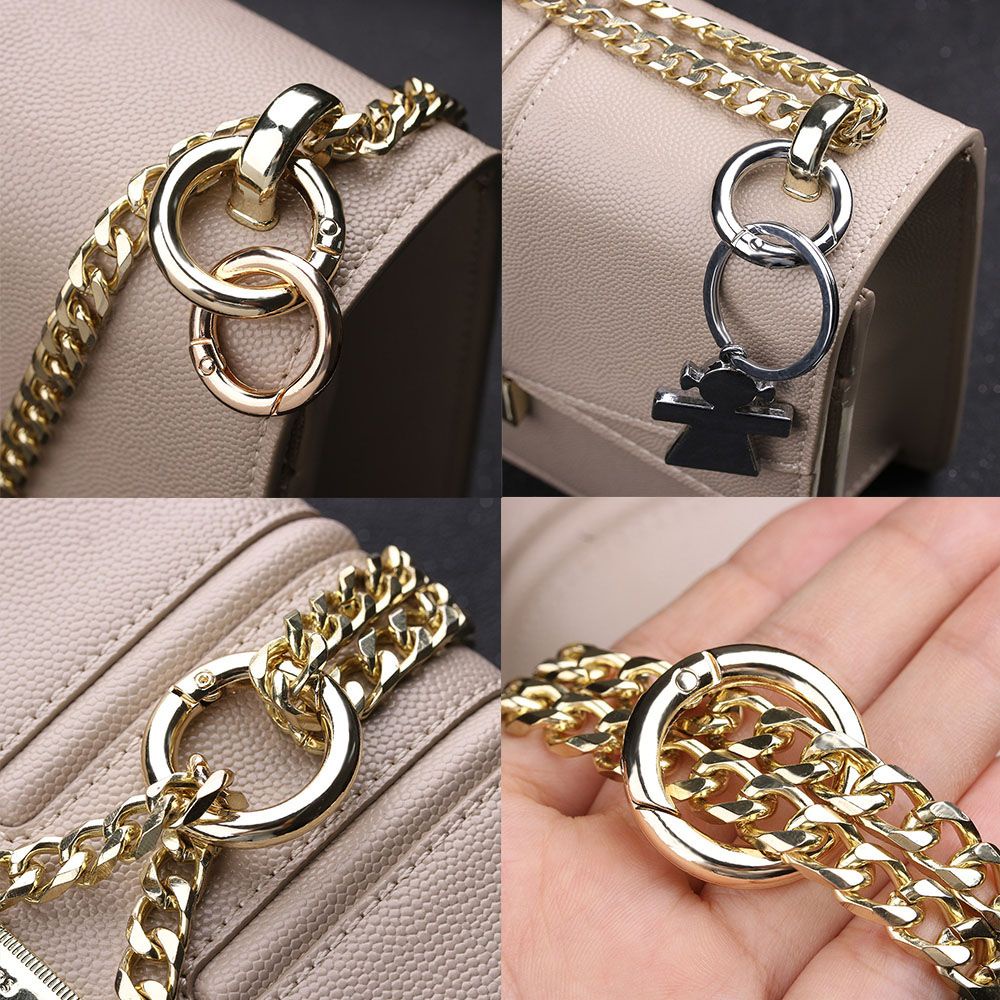 Set 2/5 móc khóa tròn 10/12/16/19mm bằng hợp kim kẽm màu đen chất lượng cao