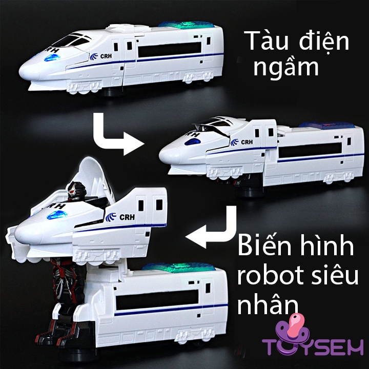 Đồ chơi tàu ngầm biến hình robot siêu nhân có đèn và nhạc cho trẻ em từ 3 tuổi - Quà tặng sinh nhật cho bé