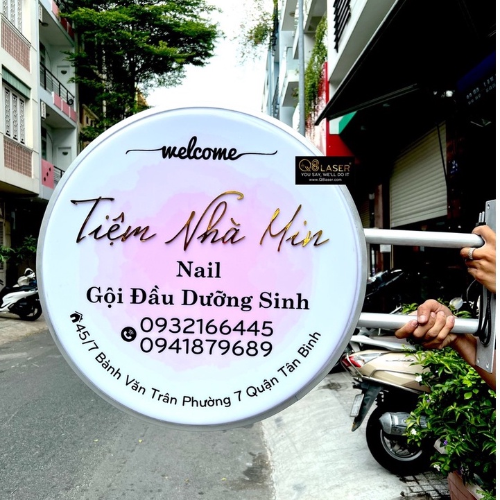 Hộp Đèn Vẫy - Biển Hiệu Tròn - Hộp Đèn Mica - Bảng Hiệu Đèn - Bảng Tên Shop