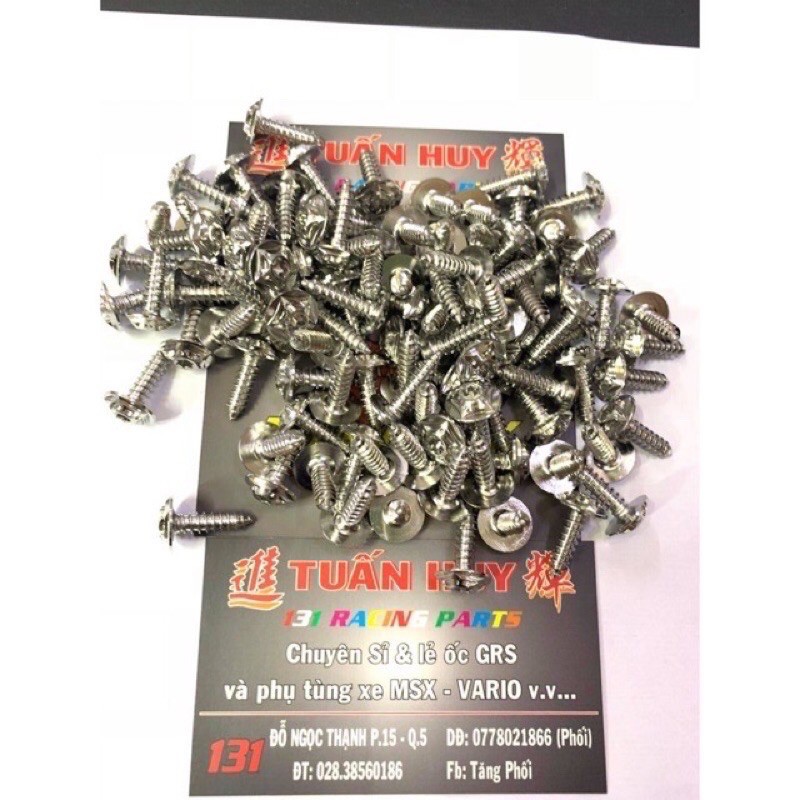 Ốc ya xoắn 5li18 xoắn bô e xe tay ga , ốc dàn áo yamaha inox ốc salaza , răng cưa