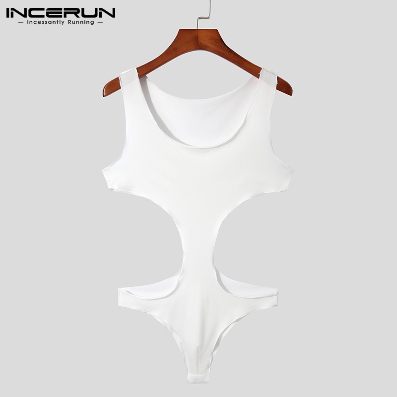 Jumpsuit INCERUN kiểu sát nách cổ tròn khoét lỗ gợi cảm cho nam