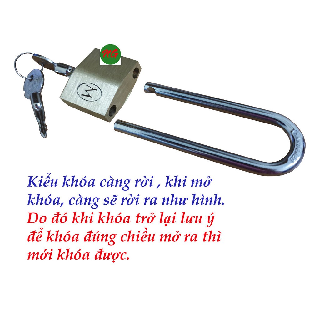 Ổ khóa cỡ 40MM càng khóa dài 7CM chìa chữ thập vương niệm