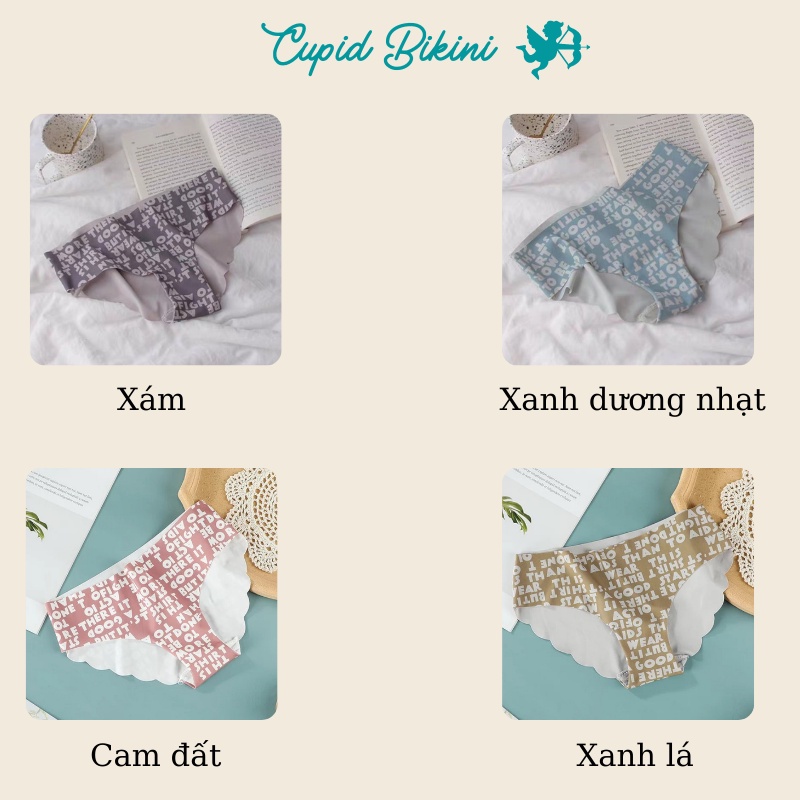 Quần lót su nữ thun lạnh kháng khuẩn không viền cao cấp in chữ Cupid bikini QL1038 | BigBuy360 - bigbuy360.vn