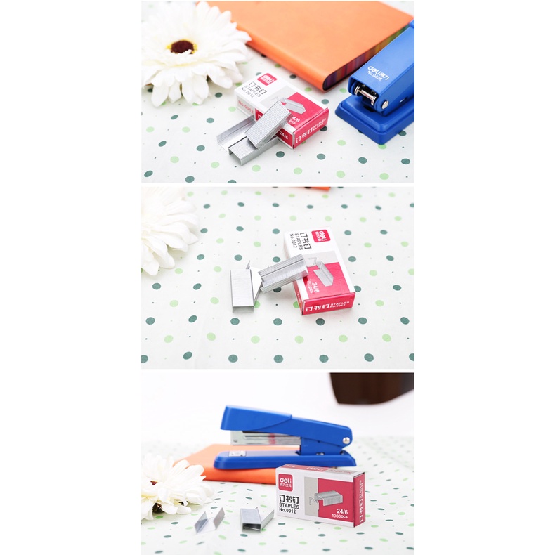 Kim Bấm Đa Năng Deli 0012 1box 24 / 6 Bộ 12 Cây Bấm Ghim Chuyên Dụng Cho Học Tập Văn Phòng