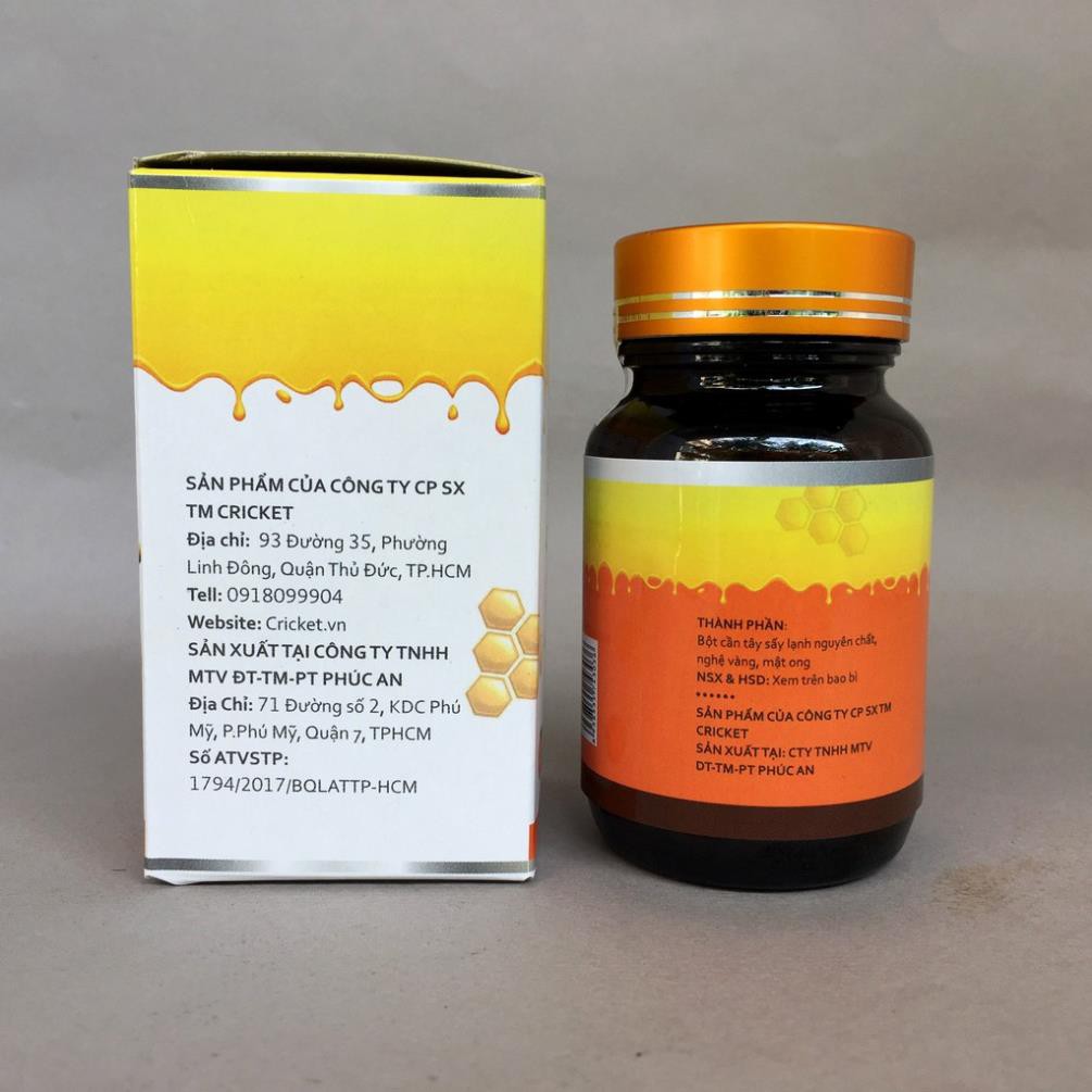 Viên bột cần tây nghệ mật ong nguyên chất sấy lạnh Cotra (Hộp 50g) giảm cân an toàn, tái tạo và trắng da, detox cơ thể