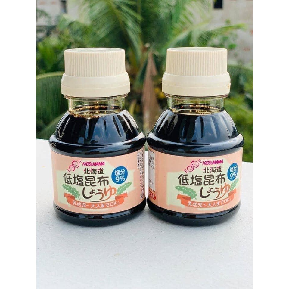 Nước Tương Tảo Bẹ Nguyên Chất Hokkaido Kids&amp;Mama 100ml Nhật Bản Cho Bé Ăn Dặm Thơm Ngon Kích Thích Vị Giác Date 4/2023