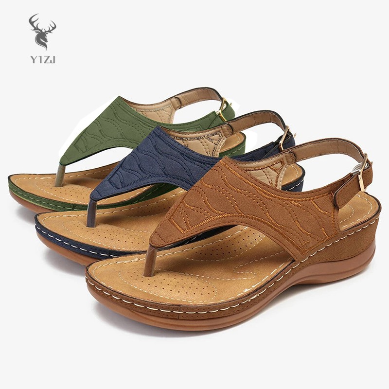 VN Xăng đan Xỏ Ngón Thêu Hoa Thời Trang Nữ